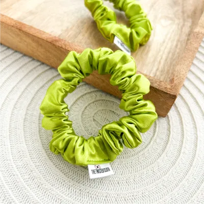 Lime Green Satin Skinny Scrunchie