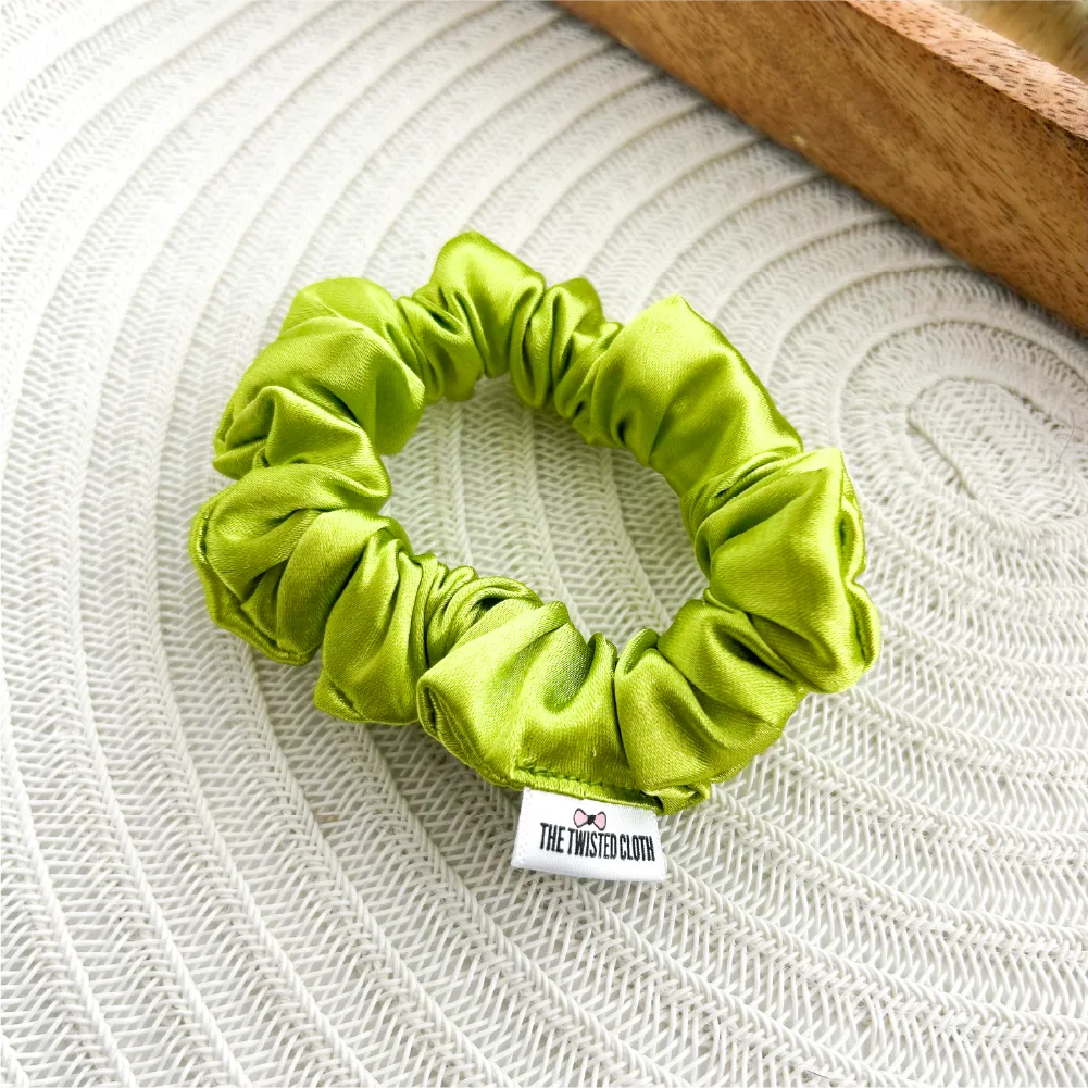Lime Green Satin Skinny Scrunchie