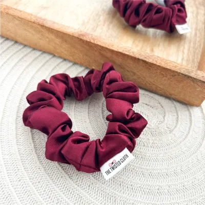 Maroon Satin Skinny Scrunchie
