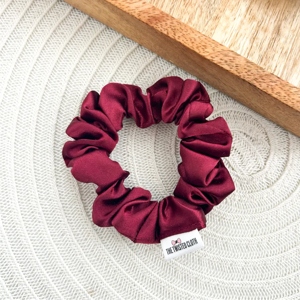 Maroon Satin Skinny Scrunchie