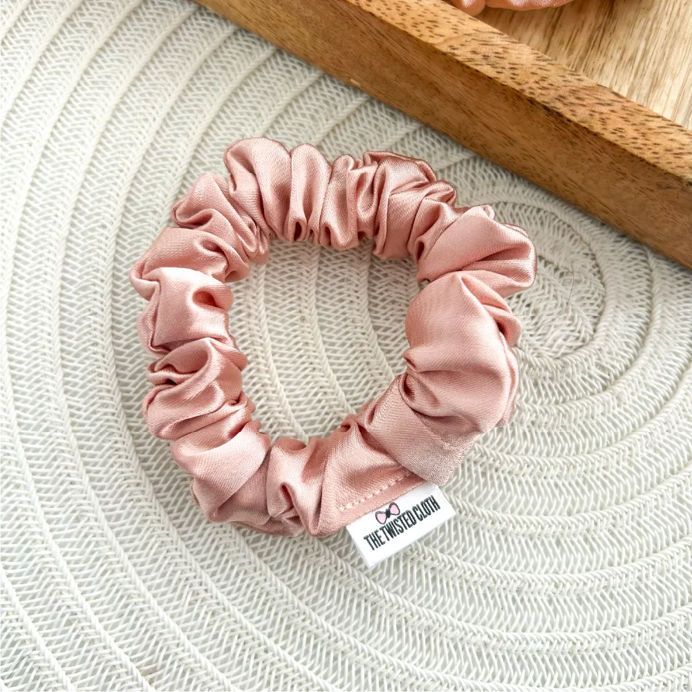 Blush Pink Satin Skinny Scrunchie