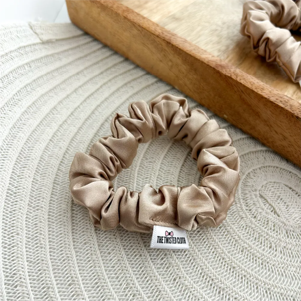 Champagne Satin Skinny Scrunchie