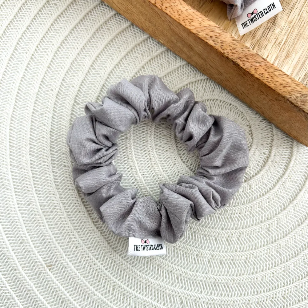 Grey Cotton Skinny Scrunchie