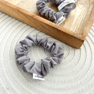 Grey Cotton Skinny Scrunchie