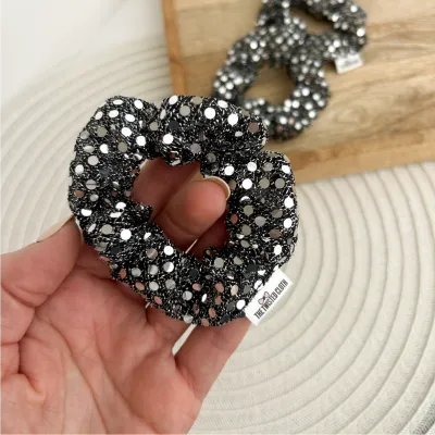 Small Black Sequin Scrunchie