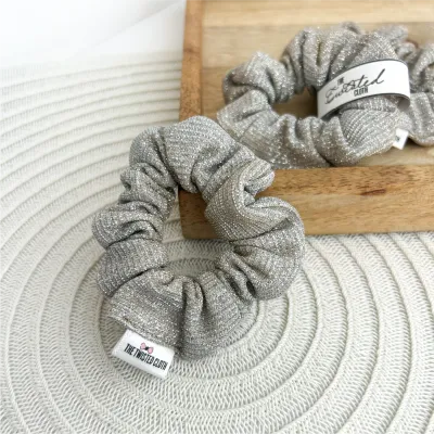 Small Silver Champagne Glitter Scrunchie