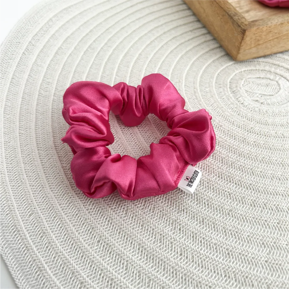 Small Cerise Pink Satin Scrunchie