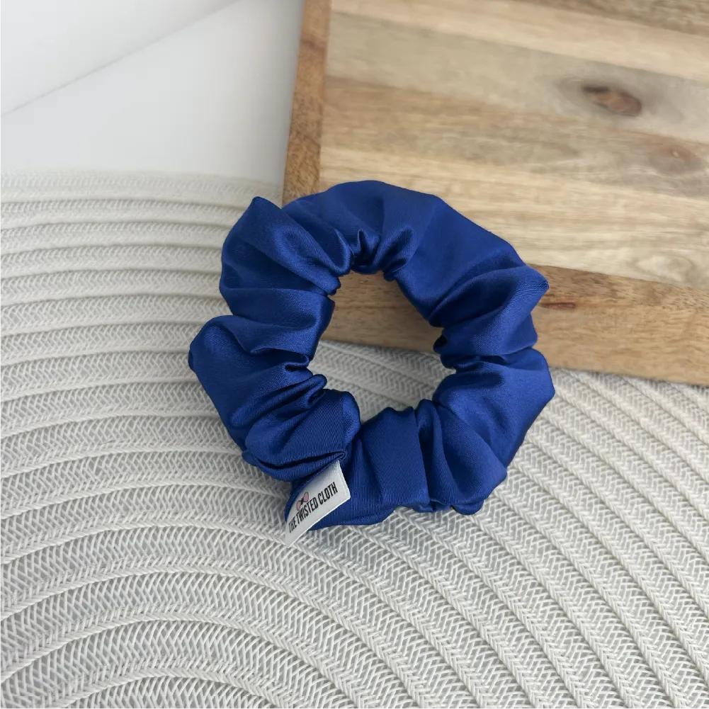 Small Royal Blue Satin Scrunchie