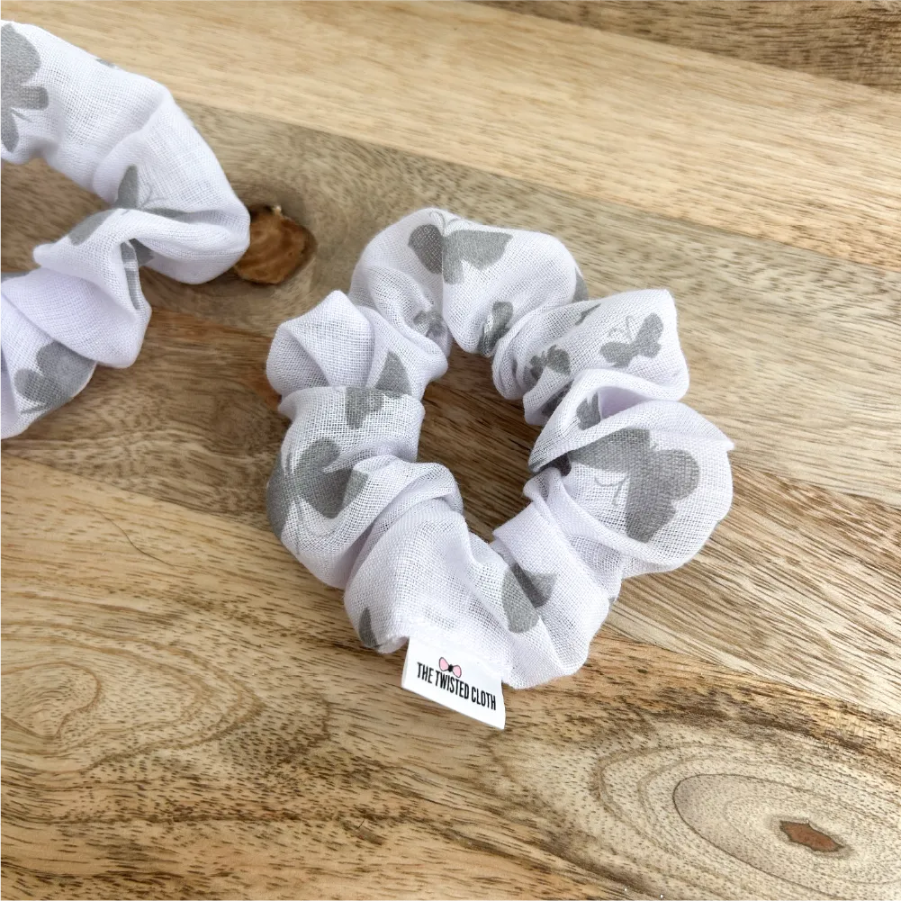 Small Grey Butterfly Scrunchie