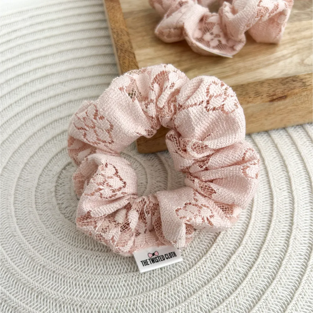 Small Pale Pink Lace Scrunchie