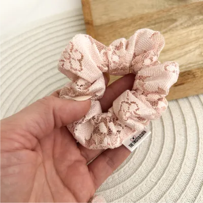 Small Pale Pink Lace Scrunchie