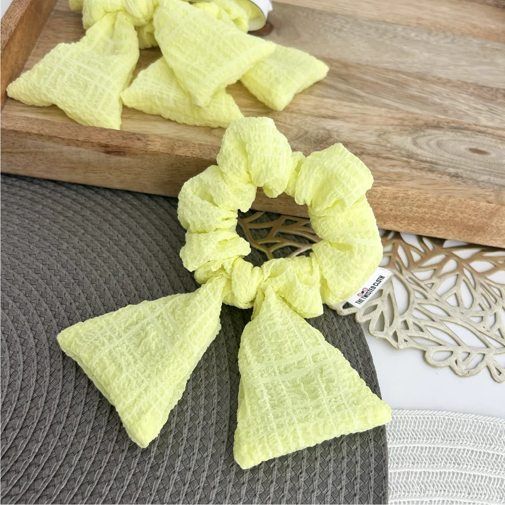 Small Lemony Yellow Bow Scrunchie