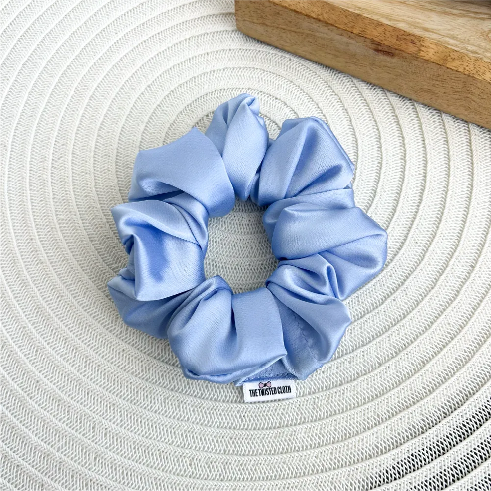 Light Blue Satin Scrunchie