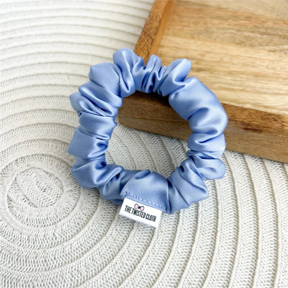 Light Blue Satin Skinny Scrunchie
