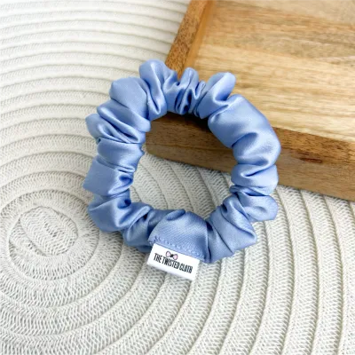 Light Blue Satin Skinny Scrunchie