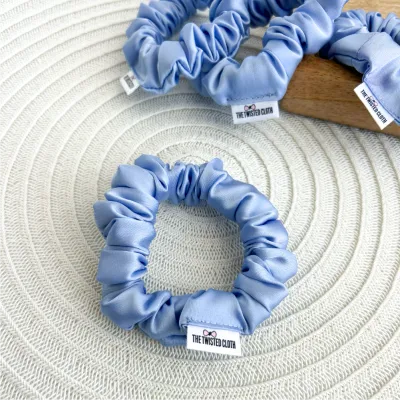 Light Blue Satin Skinny Scrunchie