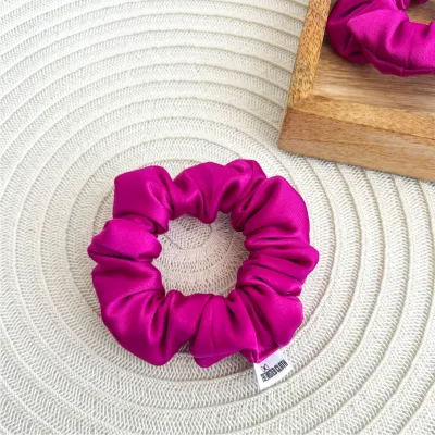 Small Dark Fuchsia Satin Scrunchie
