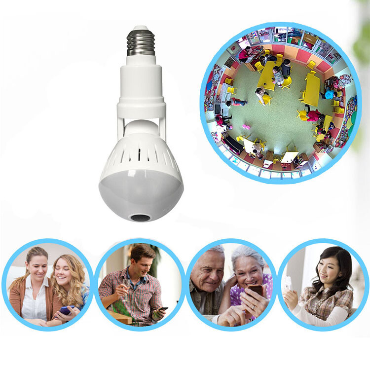 Bulb Camera Wifi, 360-Degree Panoramic Intelligent Security Remote E27