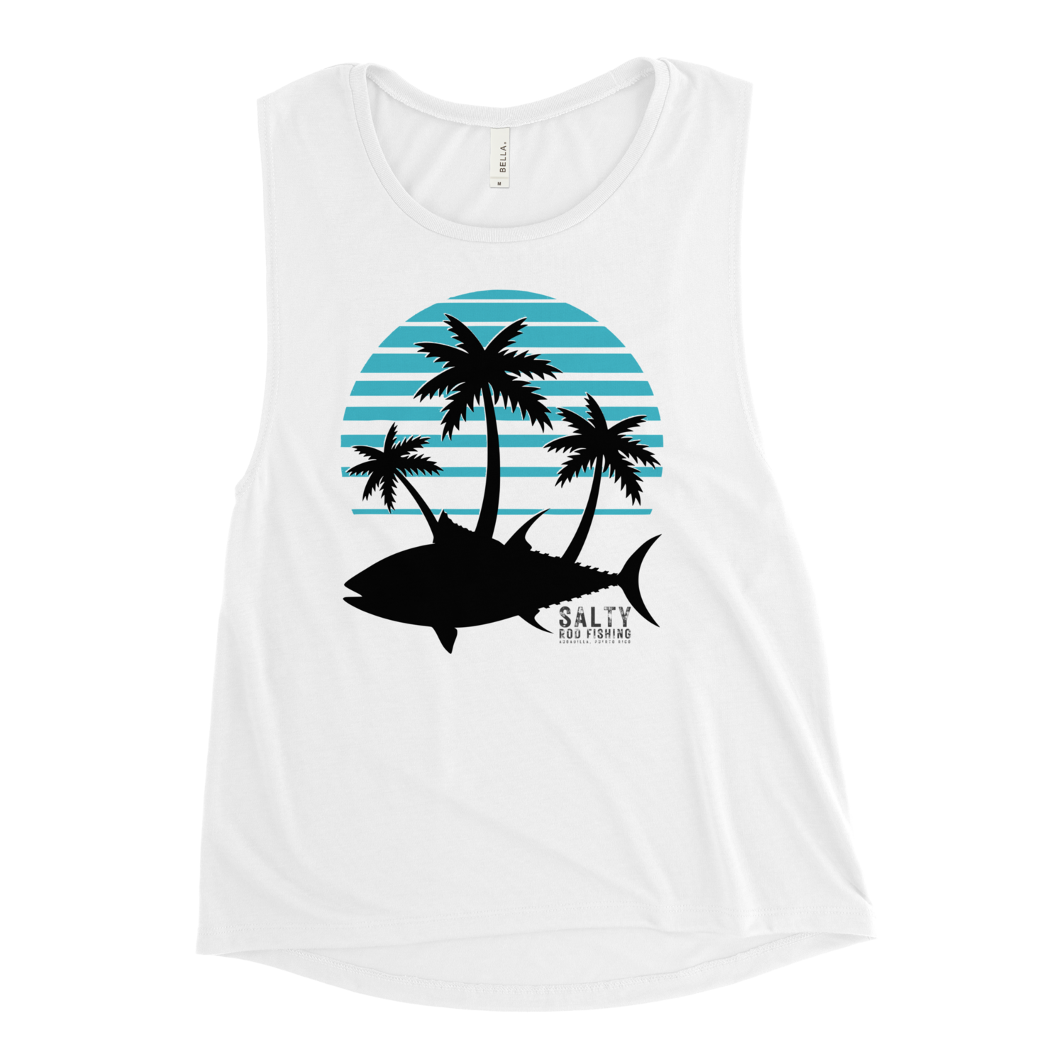 SRF Teal Retro Tuna Island Ladies Tank