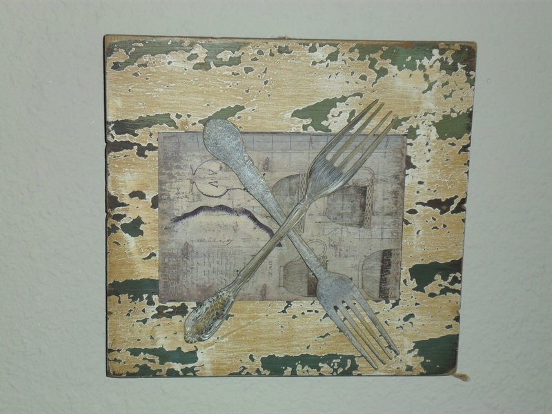 QUADRO in LEGNO con INSERTO DI POSATE -&quot;POMAX&quot; - SC. -50%