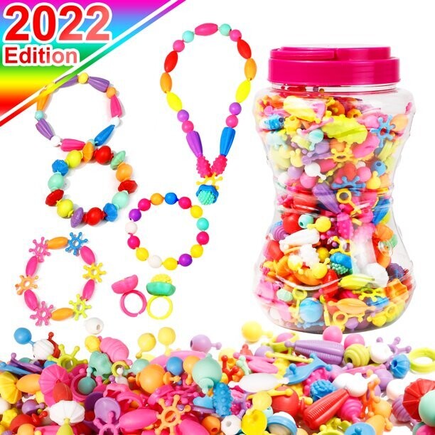 Snap Pop Beads for Girls Toys - Kids Jewelry Making Kit Pop-Bead Art and Craft Kits DIY Bracelets Necklace Hairband and Rings Toy for Age 3 4 5 6 7 8 Year Old Girl Christmas Gifts (Large)