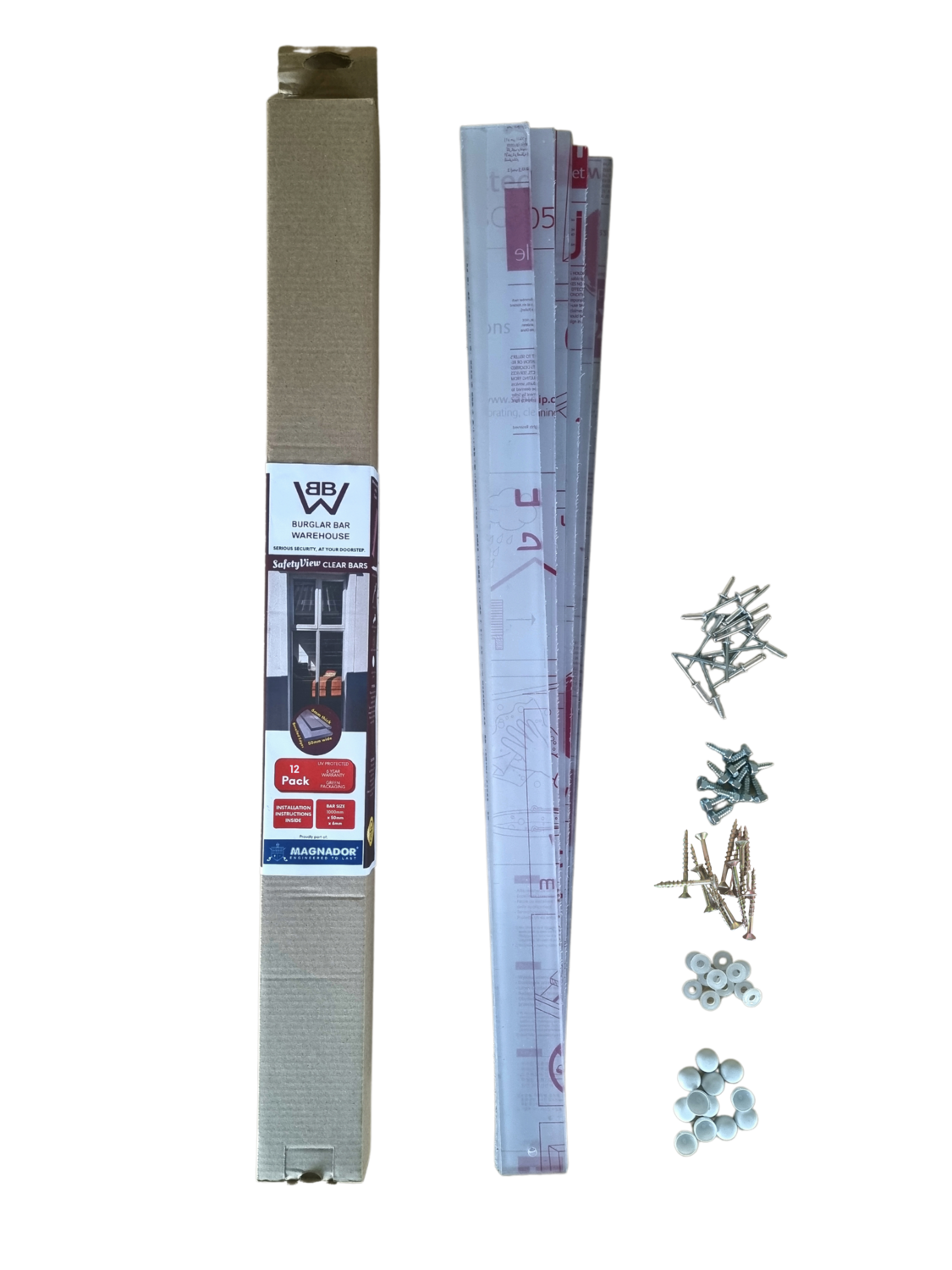 Safetyview clear burglar bars 1000mm x 50mm – x 12 strips
