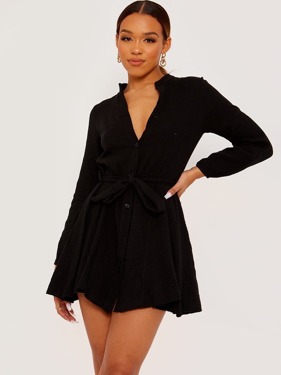 Self tie Knot Belt shirt dress