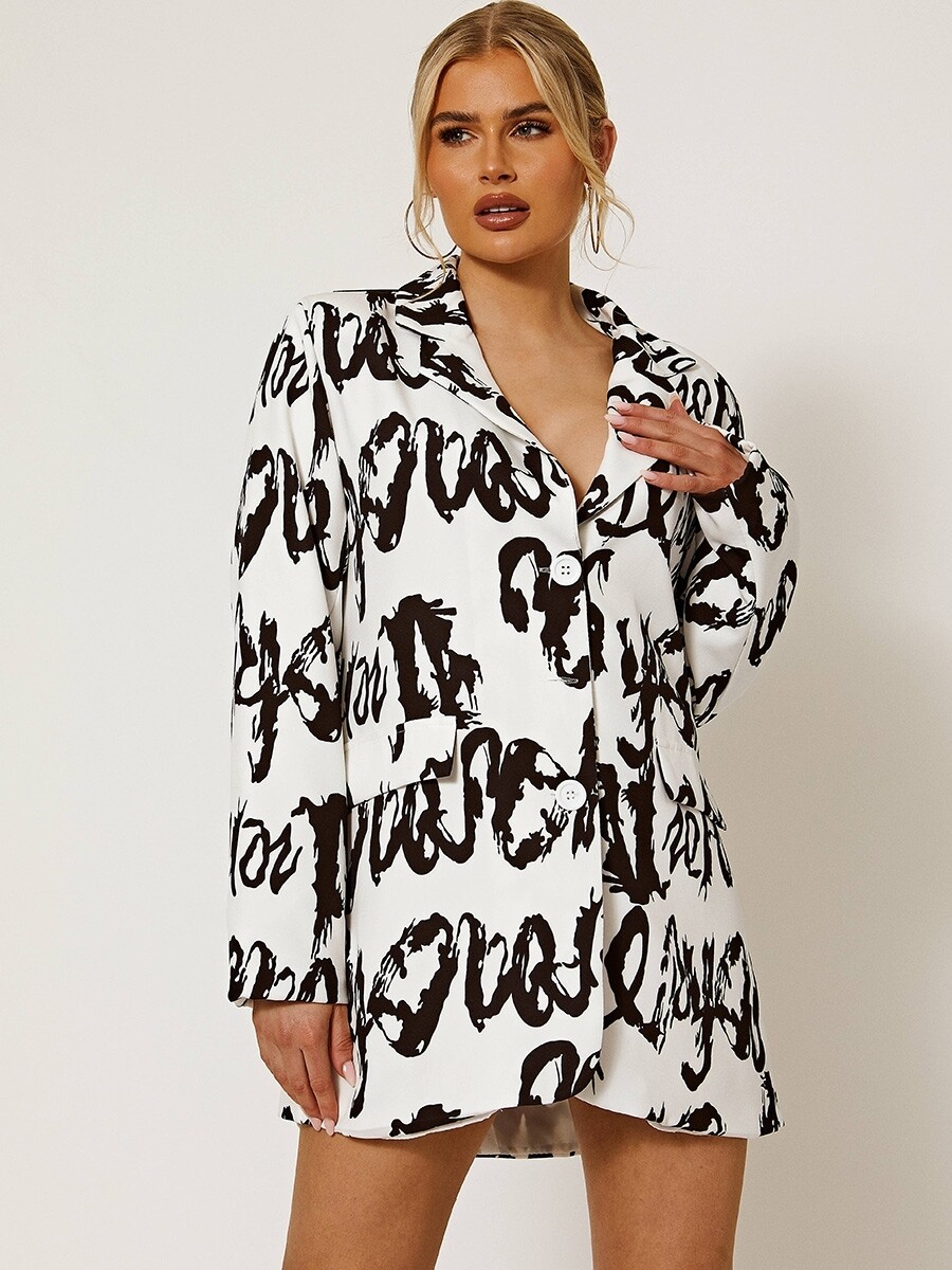 Graffiti Print Oversized Blazer Dress