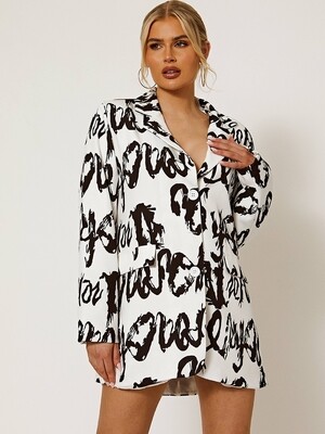 Graffiti Print Oversized Blazer Dress