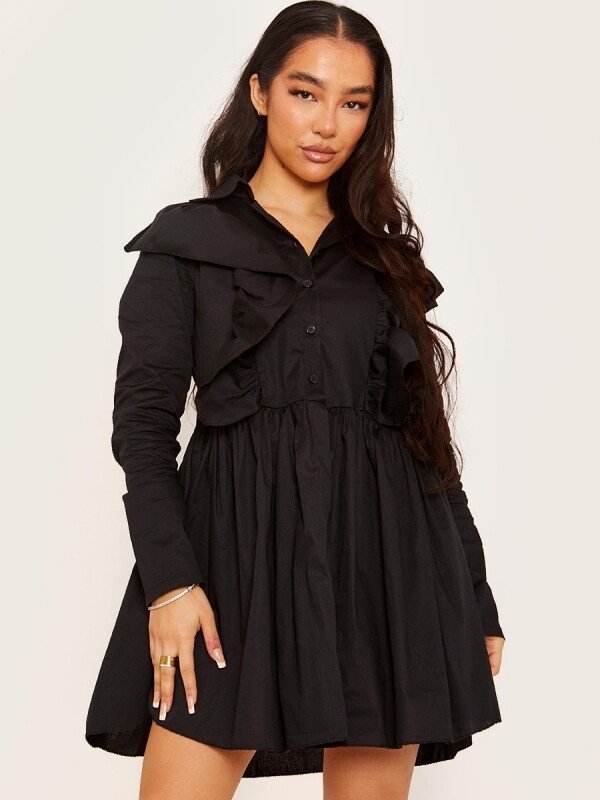 Ruffle Trim Shirt Dress

