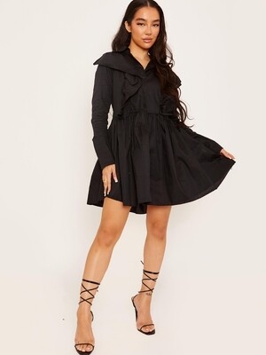 Ruffle Trim Shirt Dress

