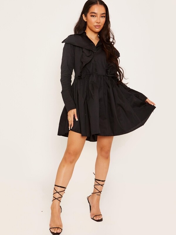 Ruffle Trim Shirt Dress

