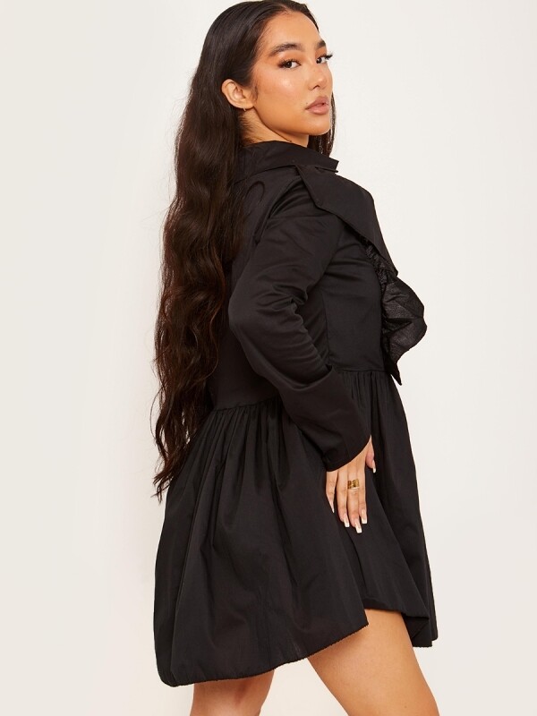 Ruffle Trim Shirt Dress

