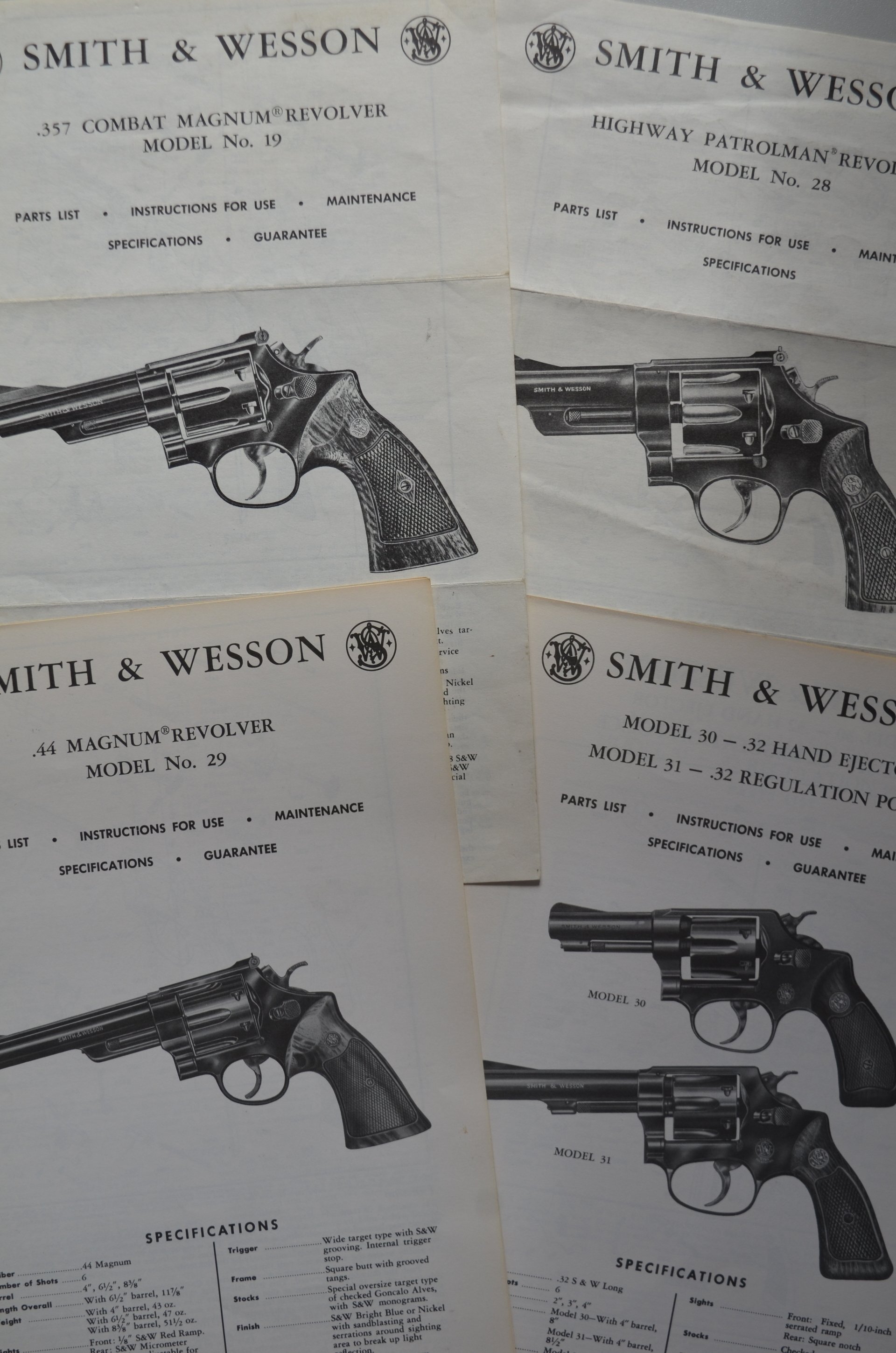 Smith & Wesson Instruction Manuals & Parts Lists.