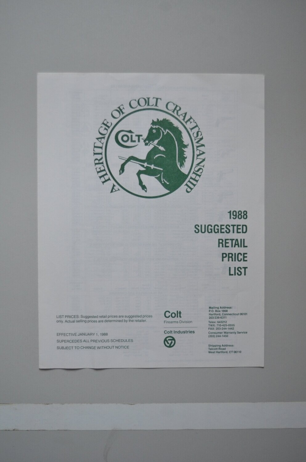 Colt Product Flyer 1988