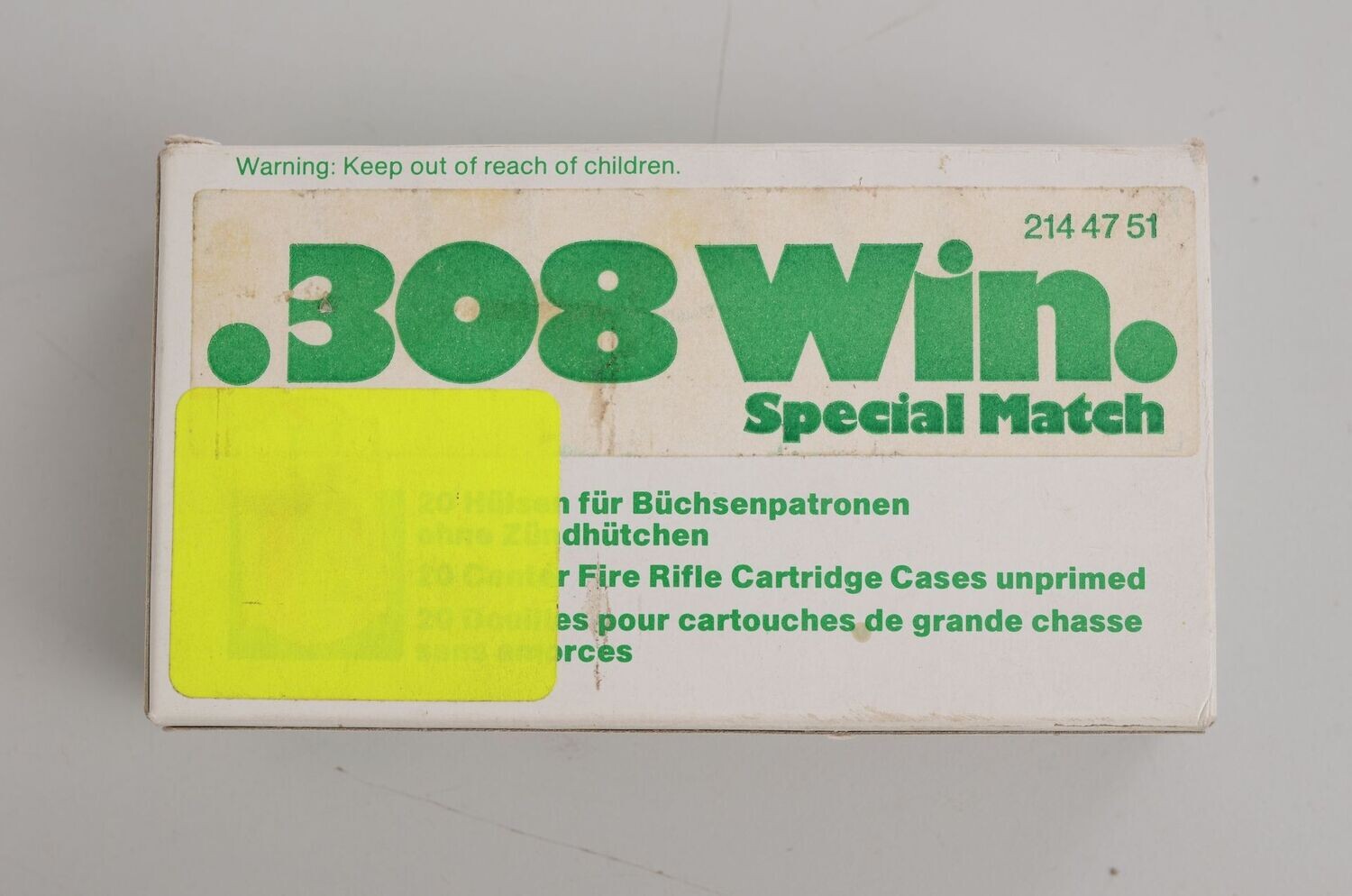 RWS	308 WIN SPECIAL MATCH	CARTRIDGE CASE WITHOUT PRIMER