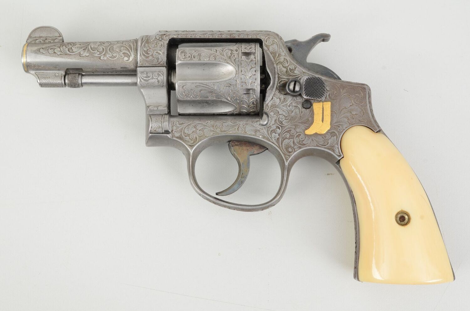 Smith & Wesson 38-200 Revolver - Customised, Engraved, Ivory Grips