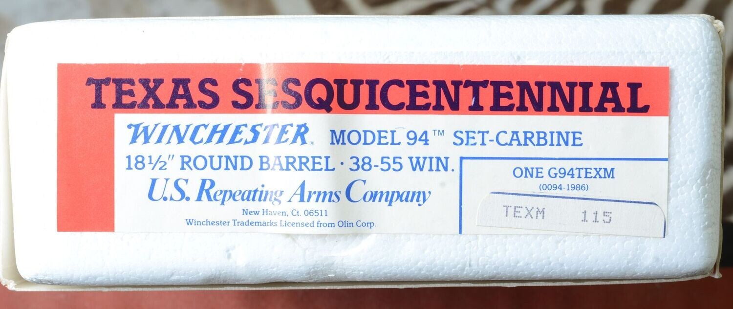Original Rifle Box	Mod 94 - Rifle  38-55 Texas Sesquicentennial 1985 - 1500 pr + outer box