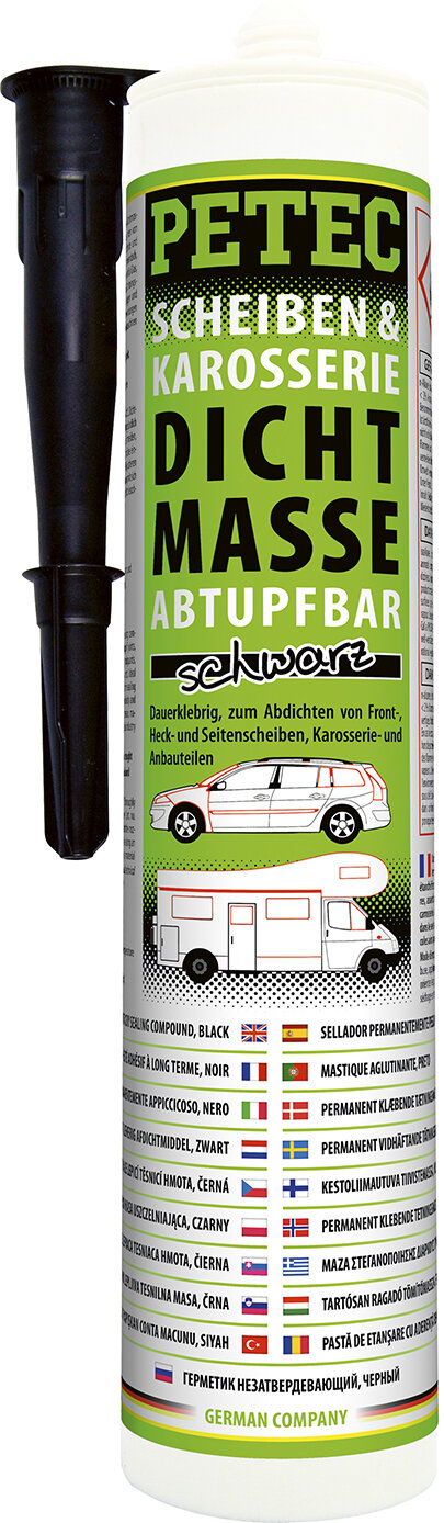 SCHEIBEN- & KAROSSERIEDICHTMASSE KARTUSCHE, ABTUPFBAR, SCHWARZ 310ML