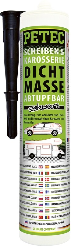 SCHEIBEN- & KAROSSERIEDICHTMASSE KARTUSCHE, ABTUPFBAR, SCHWARZ 310ML