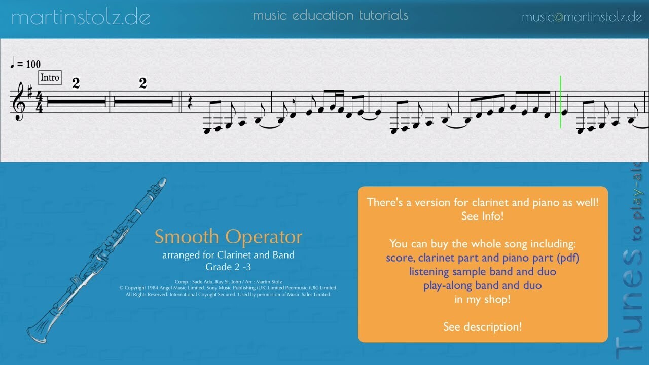Sade's: "Smooth Operator" - Clarinet · Duo and Band Version