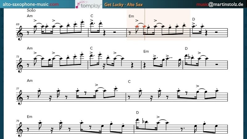&quot;Get Lucky&quot; - Alto Saxophone