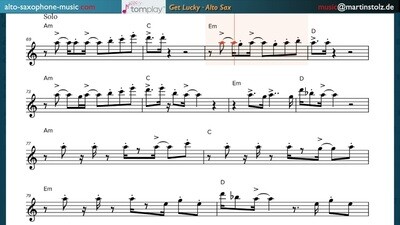 &quot;Get Lucky&quot; - Altsaxofon
