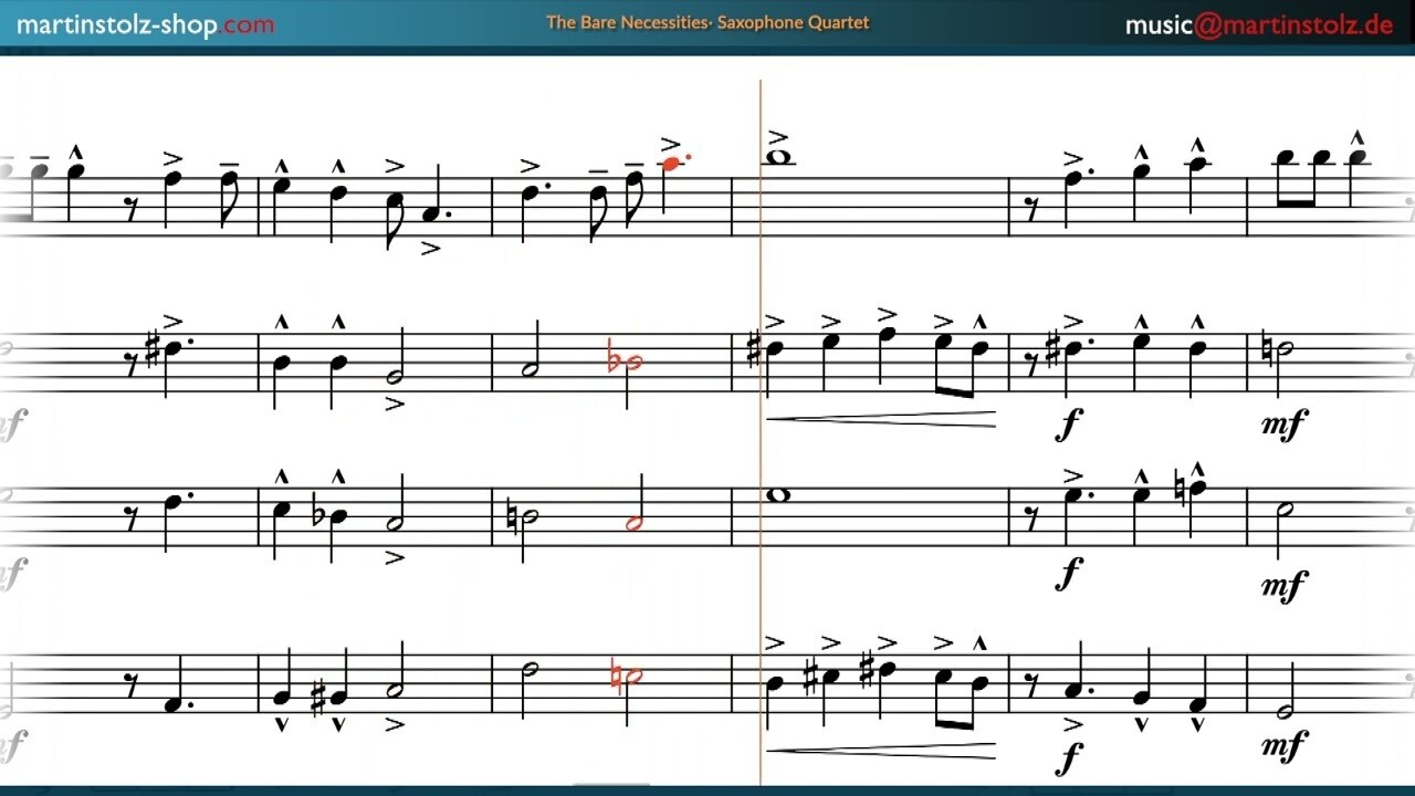 The Bare Necessities - SaxQuartet Audios Only!