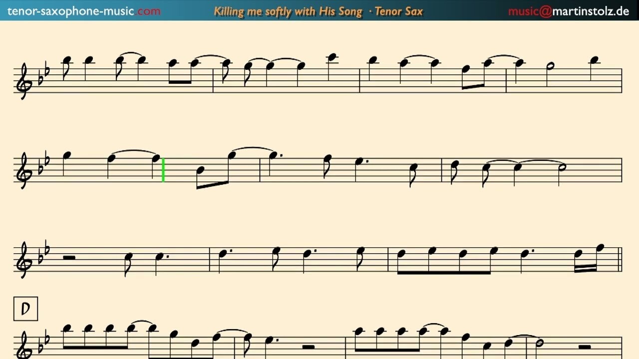"Killing me Softly with His Song" - Tenor Saxophone · Duo and Band Version