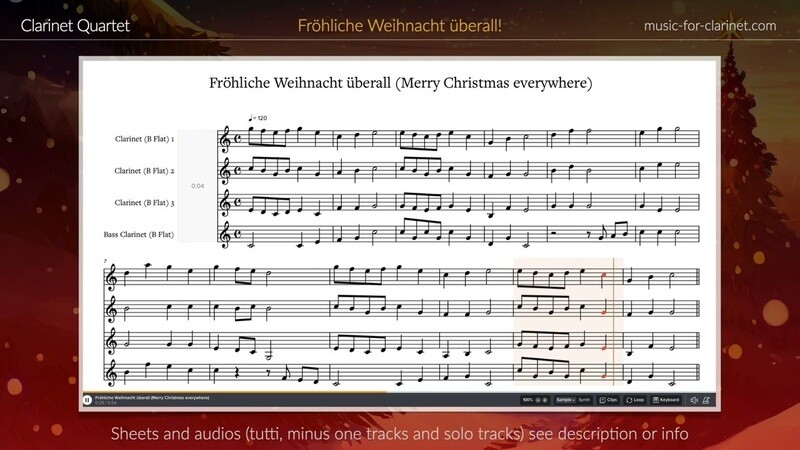 &quot;Merry Christmas everywhere&quot;  for Clarinet Quartet (Christmas Carol)