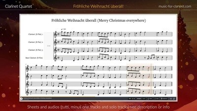 &quot;Merry Christmas everywhere&quot; for Clarinet Quartet (Christmas Carol)
