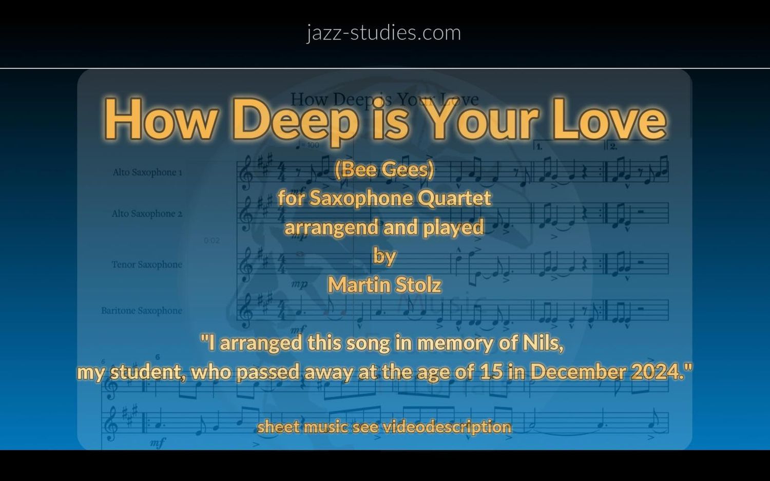 How Deep is Your Love - SaxQuartet Audios Only!