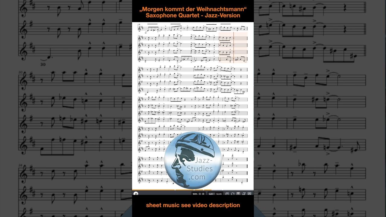 Morgen kommt der Weihnachtsmann Saxophone Quartet (Jazz Version)