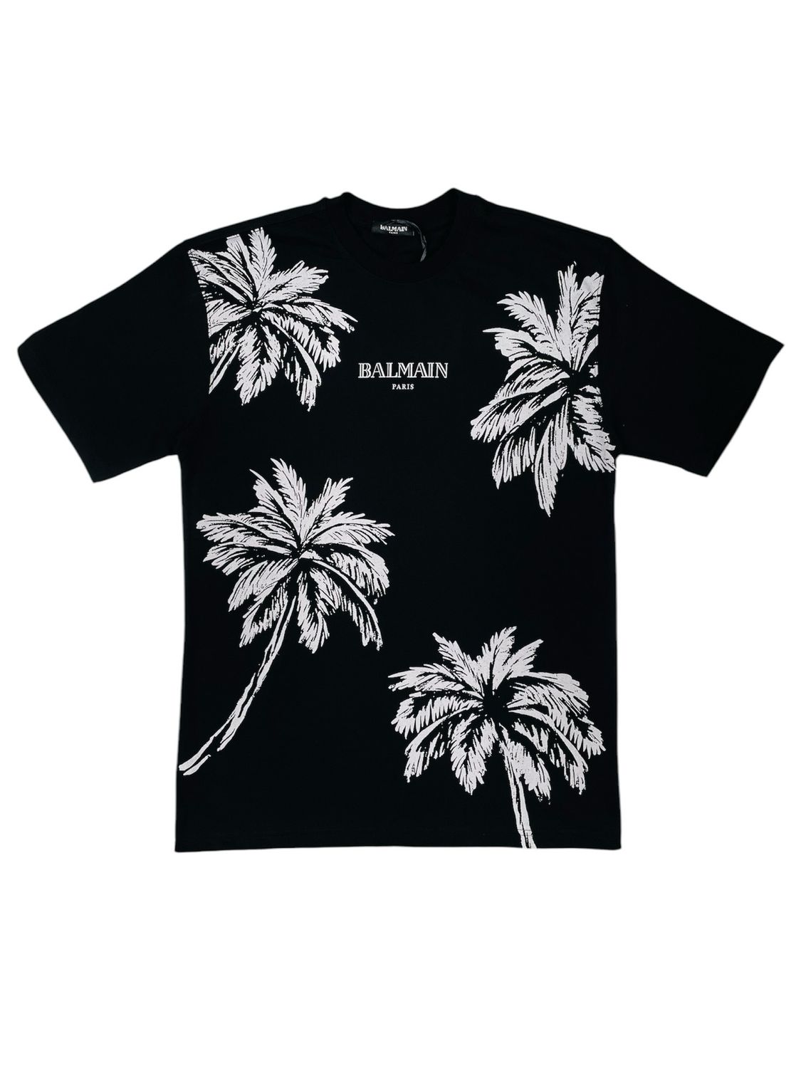 Balmain Logo Flower Crew Neck T shirt